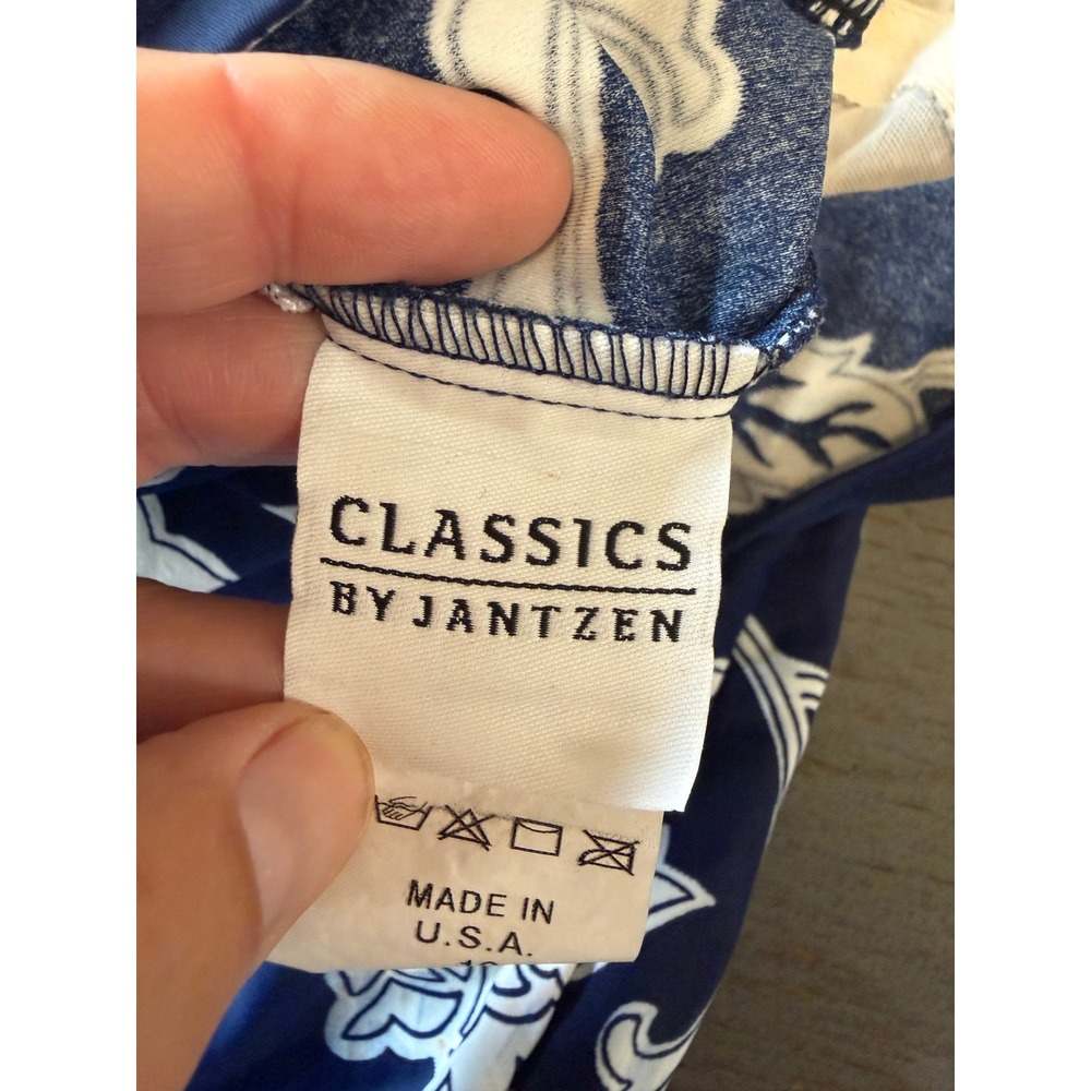 Classics by Jantzen Vintage Navy White Floral One Piece Swimsuit Sz 12 - Picture 4 of 6